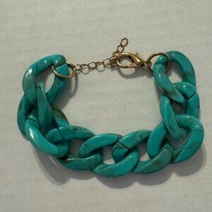 Teal Chained Beaded Adjustable Bracelet